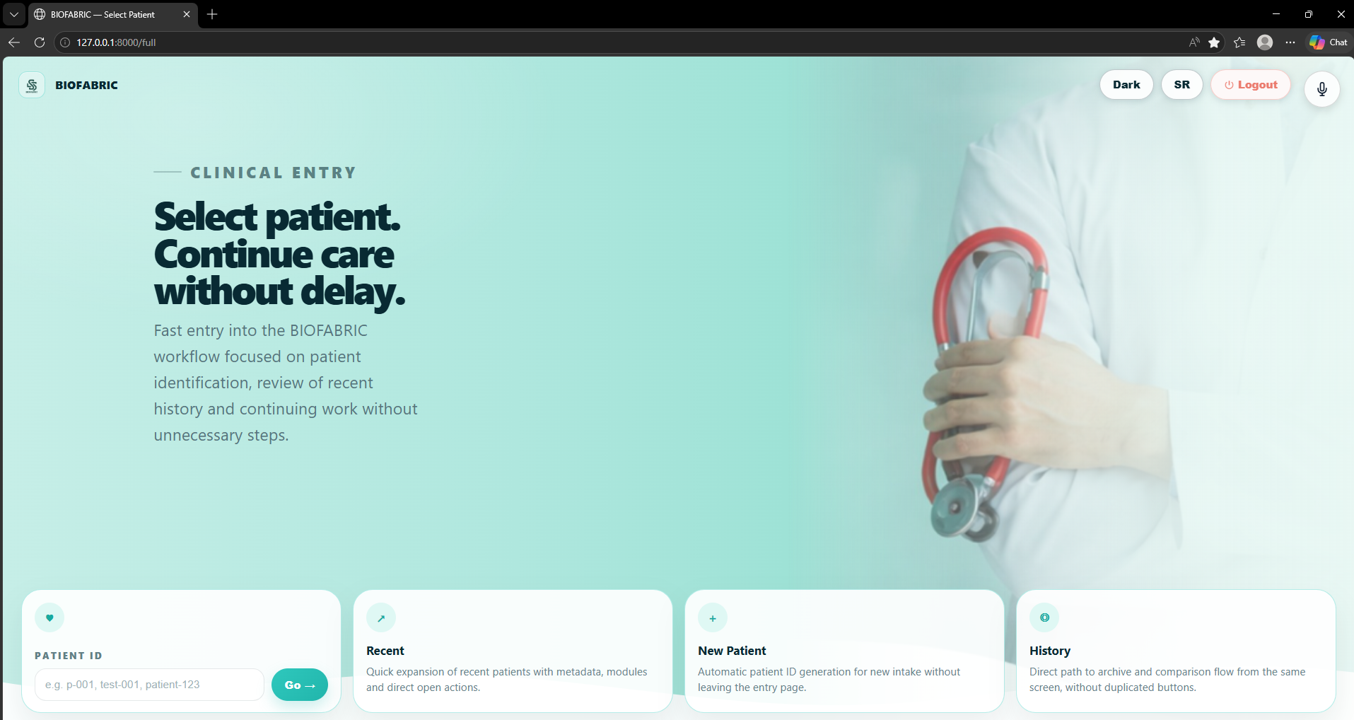 BioFabric patient selection view